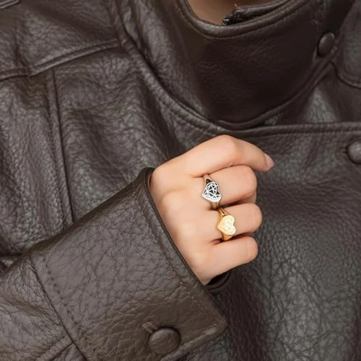 Liebeskind Berlin Fingerring Damen Edelstahl, geometrisches Herzdesign, poliert – Bild 2