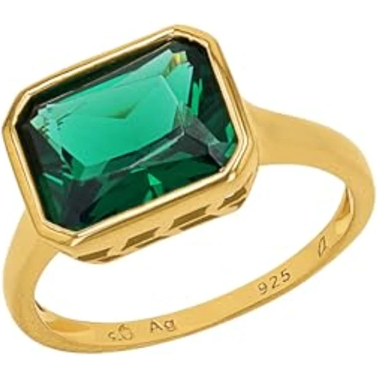 s.Oliver Solitär Ring 925 Sterling Silber Damenring mit Zirkonia (synth.), Gold, in Schmuck Geschenk Box, 2036890 – Bild 1