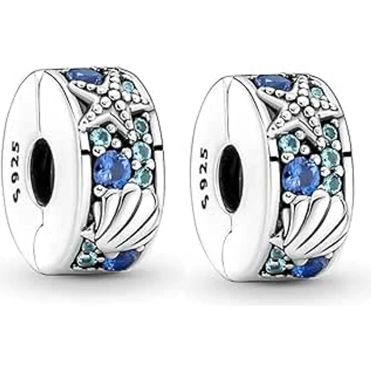 WEIMU Charms Stopper 925 Sterling Silber, Bead Charm Spacer in Blau, hypoallergen, geeignet für US und europäische Armbänder – Bild 1
