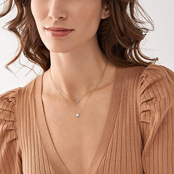 Fossil Sadie Damen-Edelstahl-Halskette, 2-Tone mit Hummerverschluss, Länge 360 mm + 50 mm – Bild 5