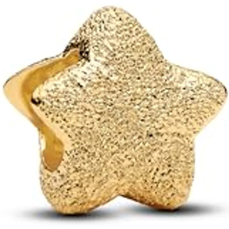 PANDORA Moments Strukturierter Stern Mini-Charm, Sterling Silber mit 14k vergoldeter Metalllegierung, kompatibel mit Moments, 764050C00 – Bild 1