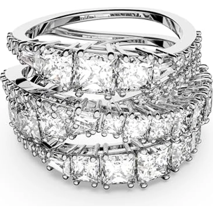 Swarovski Hyperbola Wrap Ring, Damenring mit facettierten weißen Elementen in verschiedenen Schliffen, rhodiniert – Bild 1