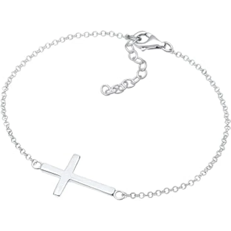 Elli Damen Armband Kreuz Glaube, 925 Sterling Silber rosévergoldet, erweiterbar bis 3 cm – Bild 2