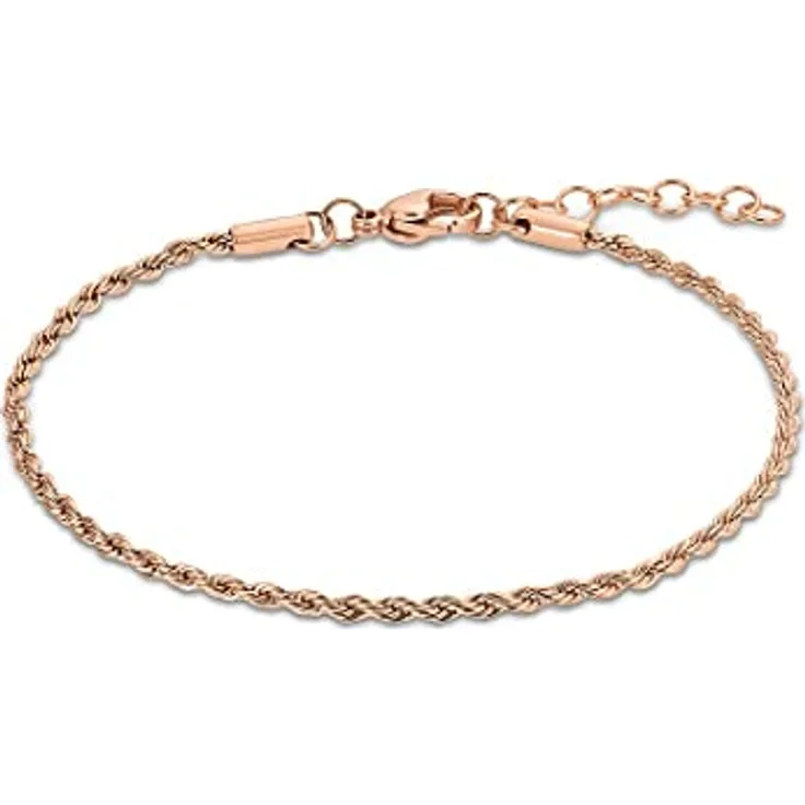 FAVS Damen-Armband Edelstahl, Roségold, One Size, 17 cm Länge mit 3 cm Verlängerung