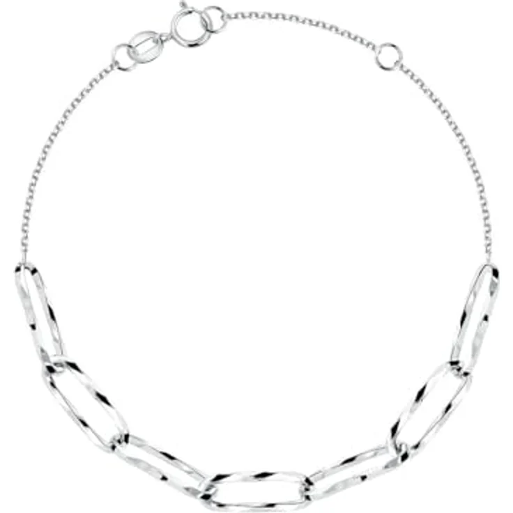 CHRIST Armband 89131731, Weißgoldarmband mit großen Kettengliedern und feinem Band – Bild 1