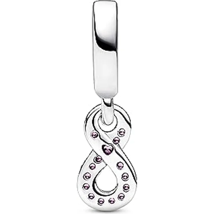 PANDORA Moments Funkelnder Unendlichkeits-Charm-Anhänger, Sterling Silber mit rosafarbenem Kristall, kompatibel mit Moments Armbändern, 792766C01 – Bild 2