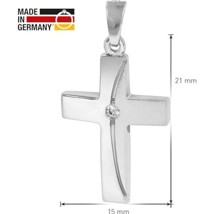trendor Kreuzanhänger 21553, 925 Silber mit Zirkonia, 21x15 mm, silberfarben, weiß – Bild 5