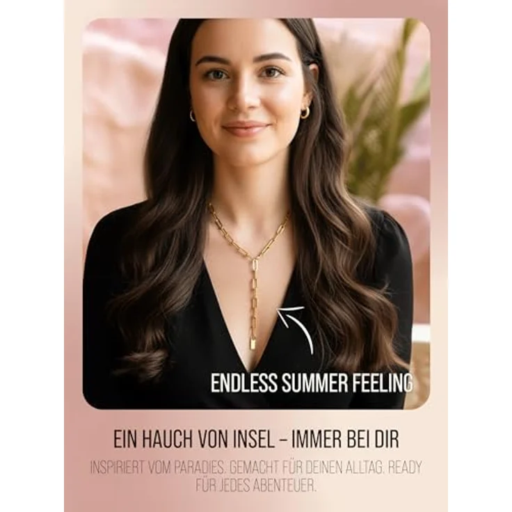 THIORA 'Island Links' Y-Kette Silber, Damen Edelstahl Gliederkette in variablem Design, 540mm Länge – Bild 5