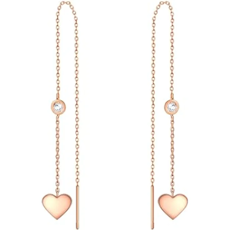 Eastside Damen Ohrhänger Herz, Edelstahl roségold mit Preciosa Schmuckstein, 62 mm Länge, in Geschenkverpackung