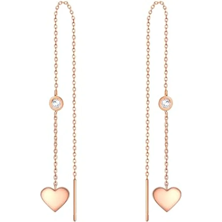 Eastside Damen Ohrhänger Herz, Edelstahl roségold mit Preciosa Schmuckstein, 62 mm Länge, in Geschenkverpackung – Bild 1