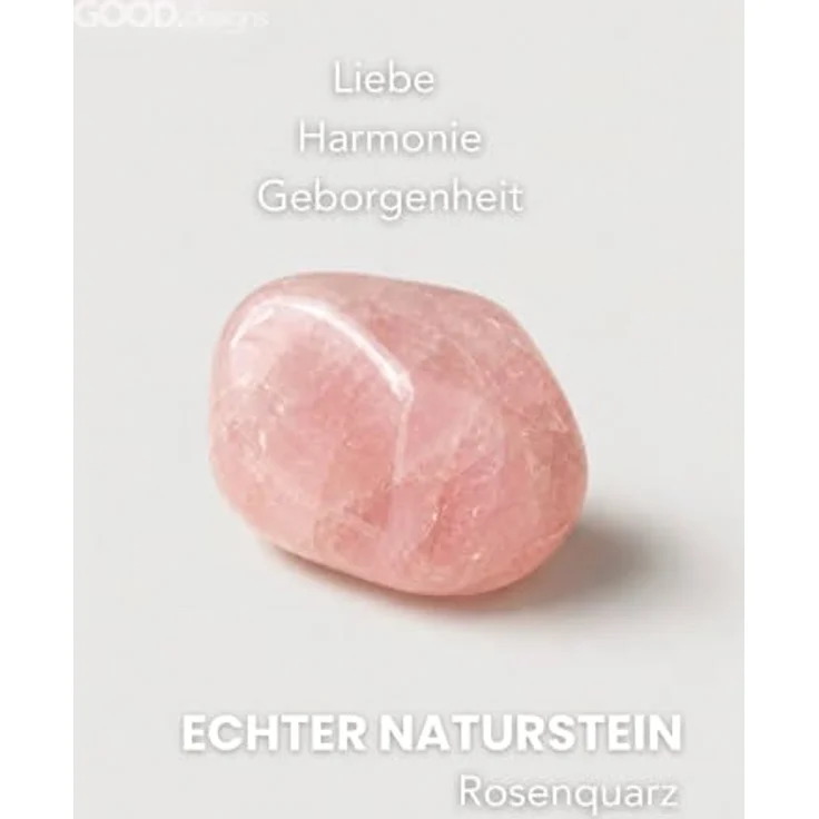GD GOOD.designs Edelstein Rosenquarz Armband mit 18K vergoldetem Edelstahl Herz | Wasserfestes Perlenarmband Damen mit 6 mm Natursteinperlen | Elastisch 15–19 cm | Inkl. Schmuckbeutel – Bild 2