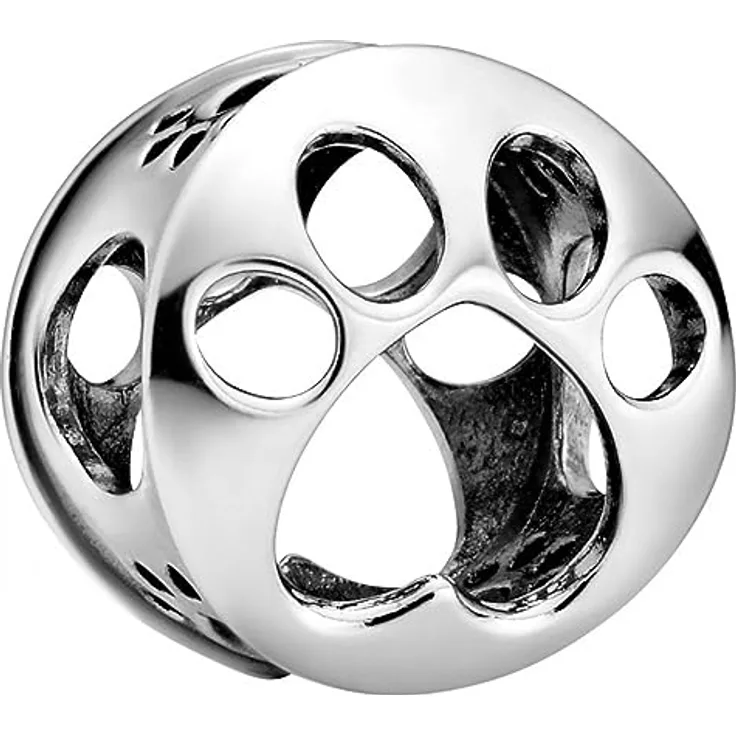 PANDORA Offen gearbeiteter Hundepfotenabdruck Charm, Sterling-Silber, 9 x 11,5 x 11,5 mm