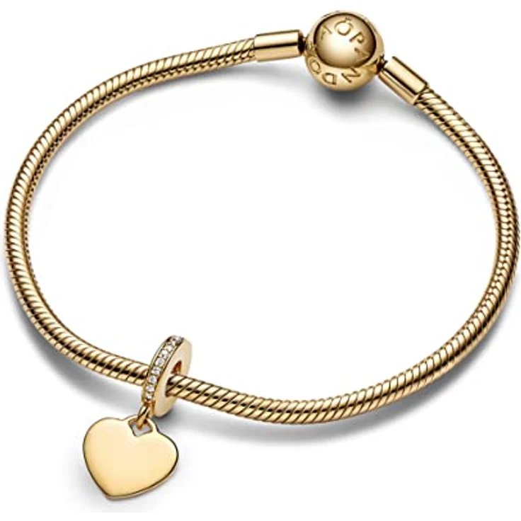 PANDORA Herz Charm-Anhänger, Sterlingsilber vergoldet mit Zirkonia, kompatibel mit PANDORA Moments Armbänder, 768761C01 – Bild 3