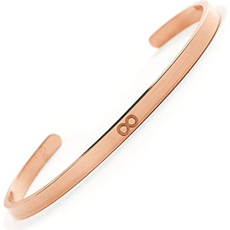 BERGERLIN Infinity Armreif – Unendlichkeit Armband aus Edelstahl in Rose Gold, verstellbar, hautverträglich, vergoldet – Bild 1