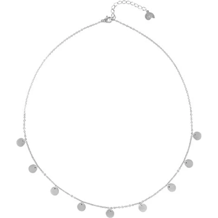 Happiness Boutique Damen Kette mit 9 Plättchen, Geometrischer Schmuck in Silberfarbe für jeden Anlass