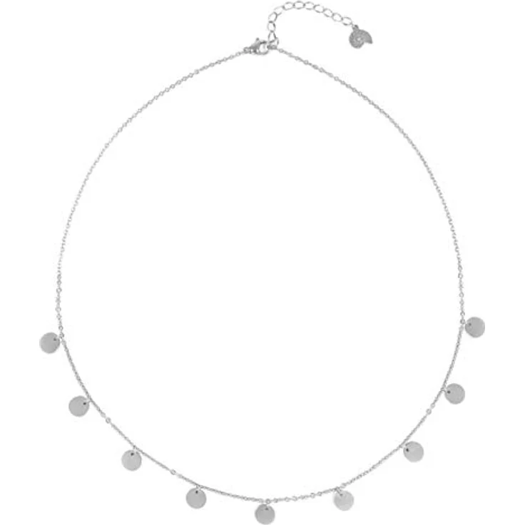 Happiness Boutique Damen Kette mit 9 Plättchen, Geometrischer Schmuck in Silberfarbe für jeden Anlass – Bild 1