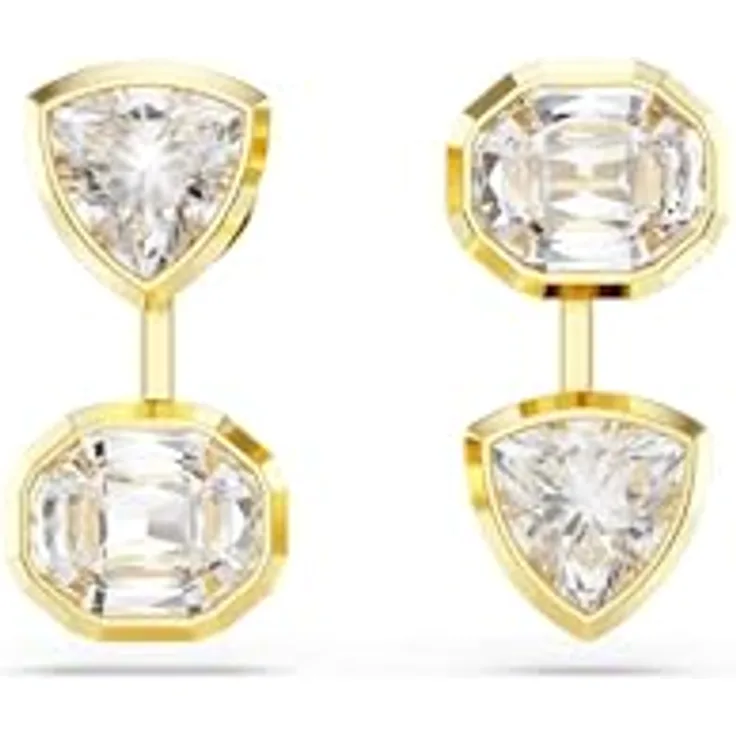 Swarovski 5705461 Ohrstecker, vergoldete Bernstein-Ohrringe mit Zirkonia im Billionen- und Achteckschliff, asymmetrisches Design