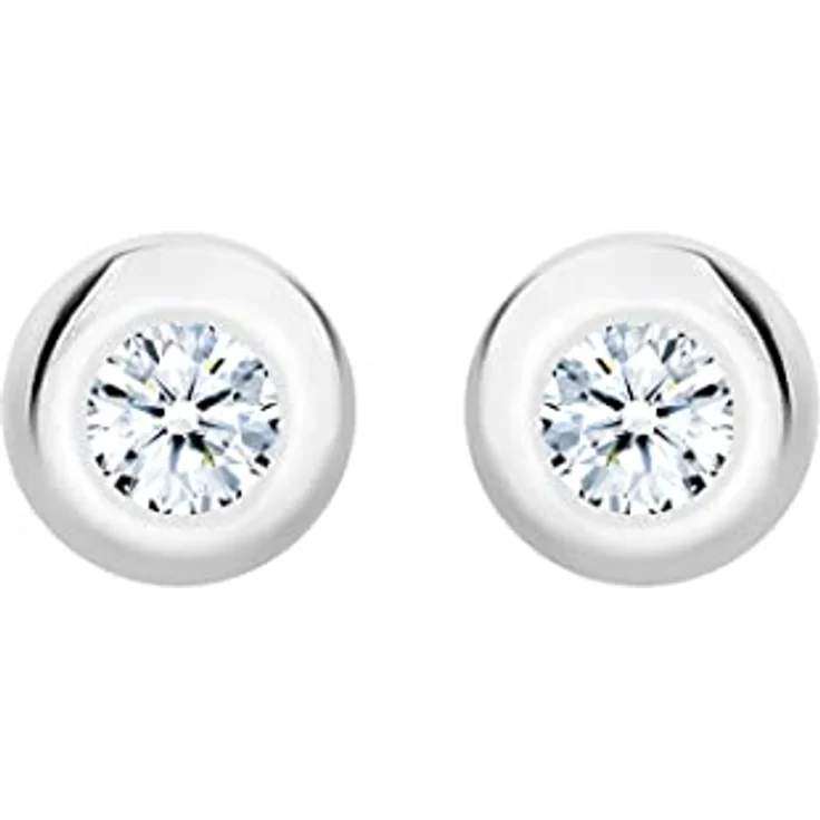 DIAMORE Elli DIAMONDS Damen-Ohrringe, Ohrstecker mit 0.06 ct. Diamant in 925 Sterling Silber, hochglanzpoliert, anlaufgeschützt – Bild 2
