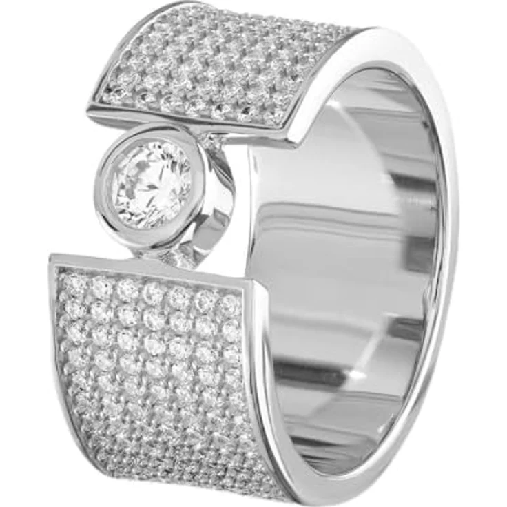 JETTE Damen-Damenring 925er Silber mit 155 Zirkonia, Stärke 2 mm, in Silber – Bild 1