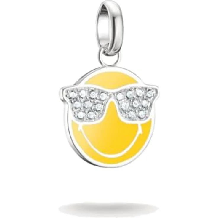 THOMAS SABO Sunglasses Charm - Connect, Smiley World Smiley, mit Zirkonia, silber 925