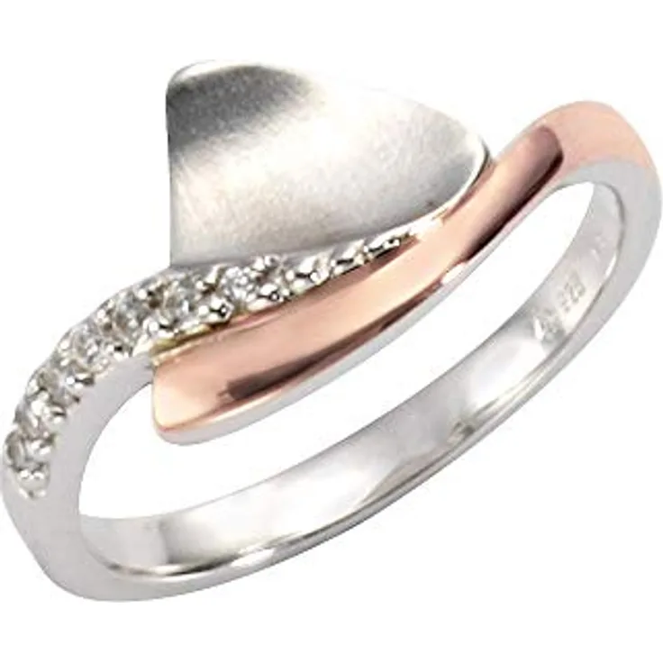 Zeeme Silber Damen Ring 925/- Sterling Silber, glänzend mit weißen Zirkonia-Steinen, rhodiniert, inkl. Aufbewahrungsetui
