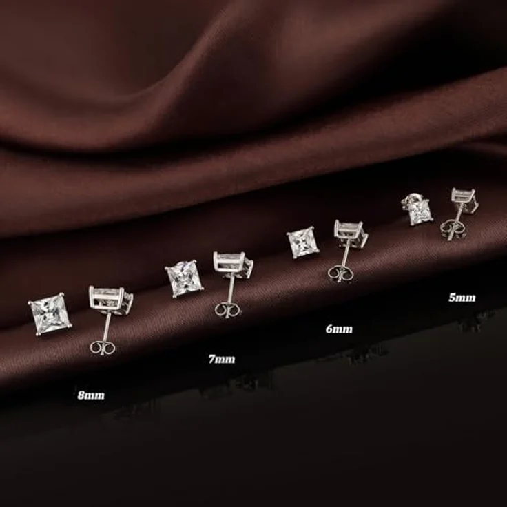 Jiahanzb Zirkonia Ohrstecker Damen 925 Sterling Silber, klassischer Rundschliff in Silber/Vergoldet/Rose Gold/Schwarz, 4mm-8mm – Bild 4