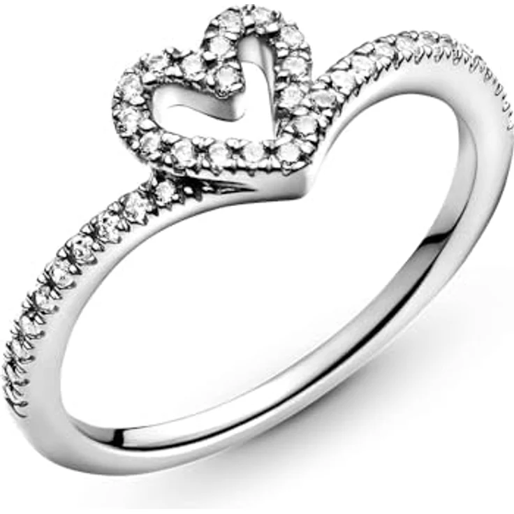 PANDORA Wish Funkelnder Wishbone Herz Ring aus Sterling Silber, Ringgröße 56 mit klaren Cubic Zirkonia – Bild 4