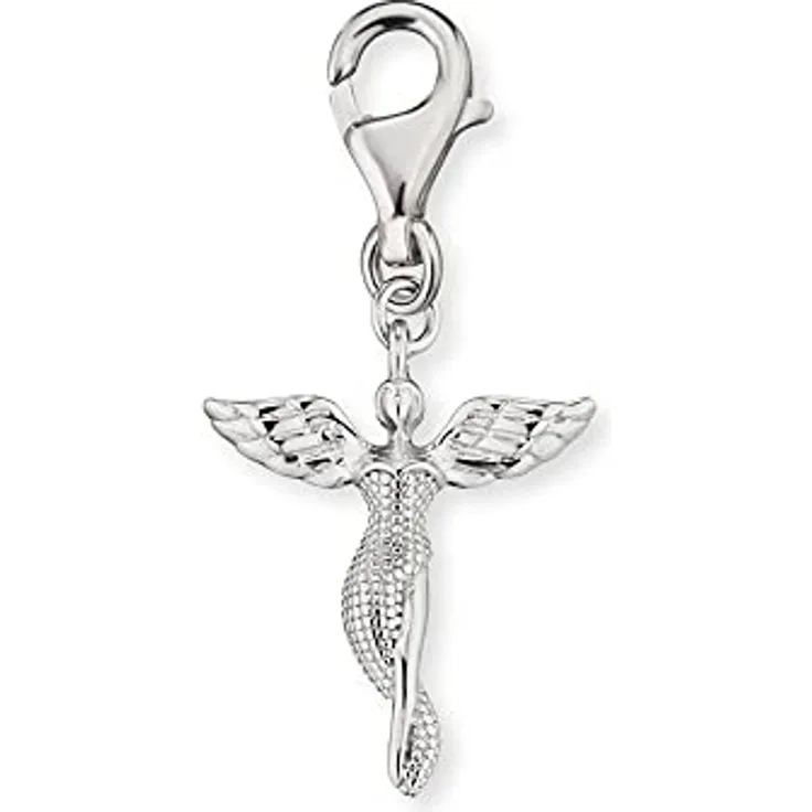 Engelsrufer Damen Charm Anhänger Schutzengel Symbol aus Sterling Silber, nickelfrei mit Karabinerverschluss, rhodiniert