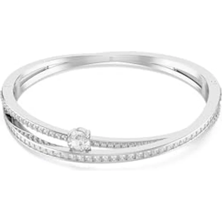 Swarovski Hyperbola Armreif, Rhodiniertes Armband mit Strahlenden Kristallen in Kanal- und Krallenfassungen, Weiß – Bild 1