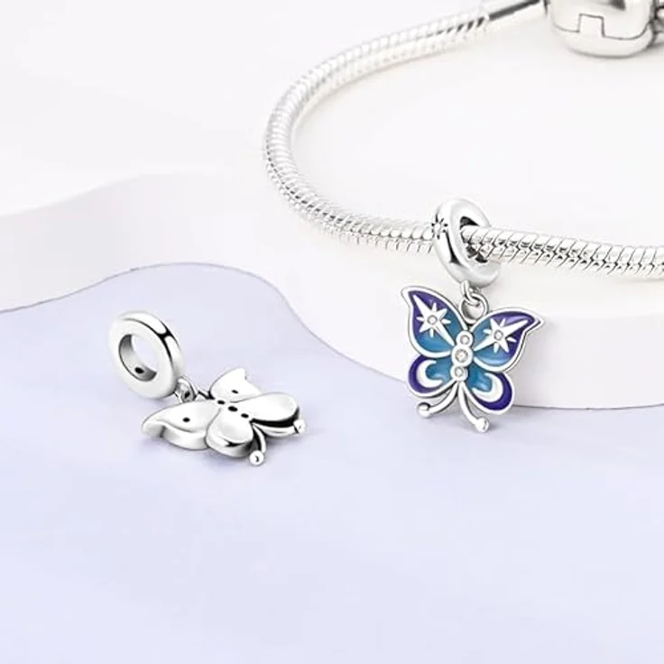 Pandach Damen Charm Anhänger, 925 Sterling Silber mit Zirkonia, passend für Armband und Halskette, kompatibel mit europäischen Charm-Armbändern für Frauen und Mädchen – Bild 2
