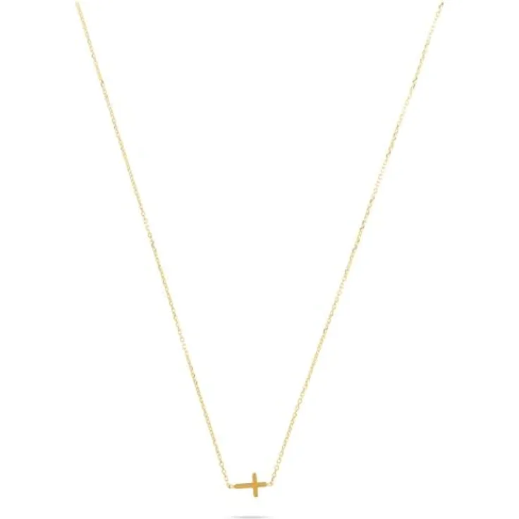 CHRIST Damen-Halskette 585er Gelbgold mit Kreuz-Design und Federringverschluss, One Size