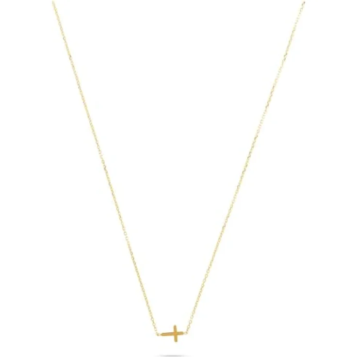 CHRIST Damen-Halskette 585er Gelbgold mit Kreuz-Design und Federringverschluss, One Size – Bild 1