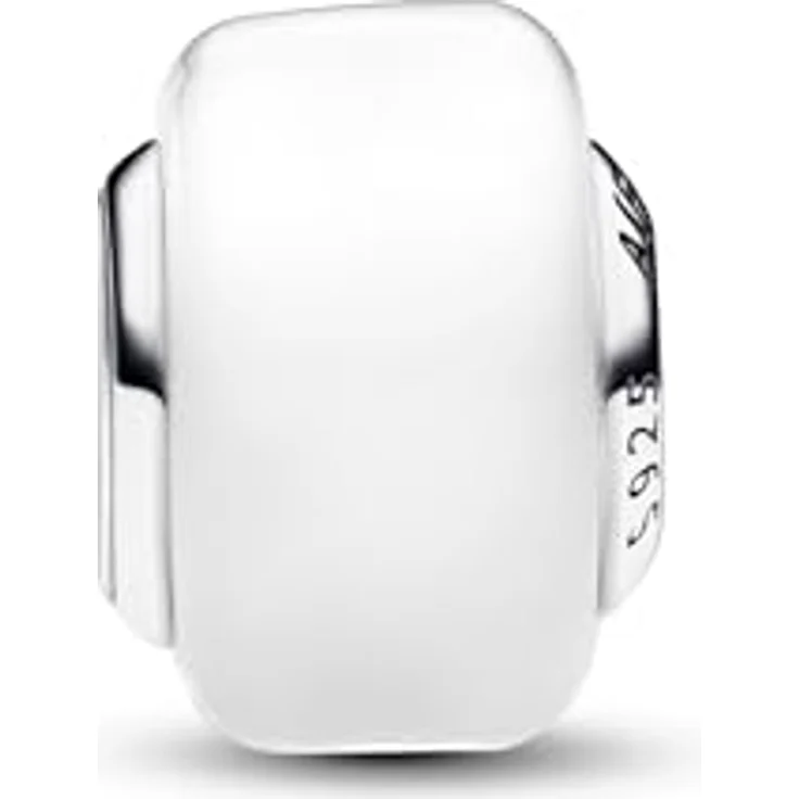 PANDORA Moments Weißes Murano-Glas Mini-Charm aus Sterling Silber, quadratisch, kompatibel mit Moments Armbändern, 793118C00 – Bild 2