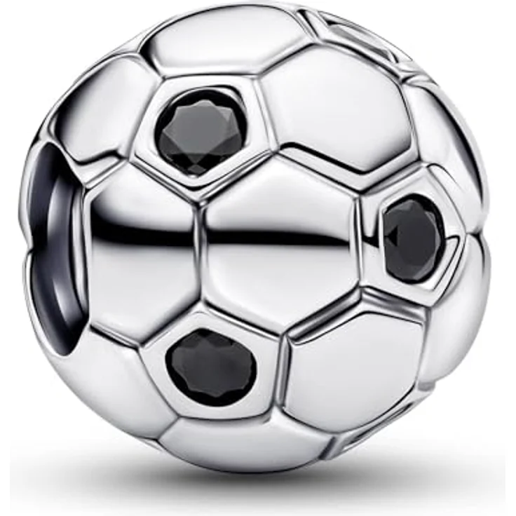PANDORA Moments Fußball Charm, Sterling-Silber mit künstlichem Kristall, kompatibel mit Moments, 794710C01 – Bild 1