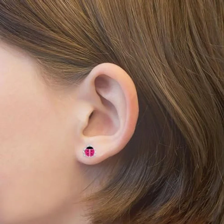 Prinzessin Lillifee Paar Ohrstecker Marienkäfer, pink und schwarz, mit Emaille – Bild 3