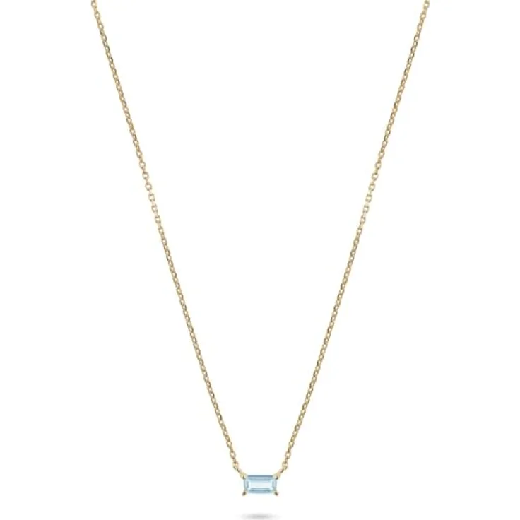 CHRIST Damen-Halskette 585er Gelbgold mit Peridot im Smaragdschliff, Blau, One Size
