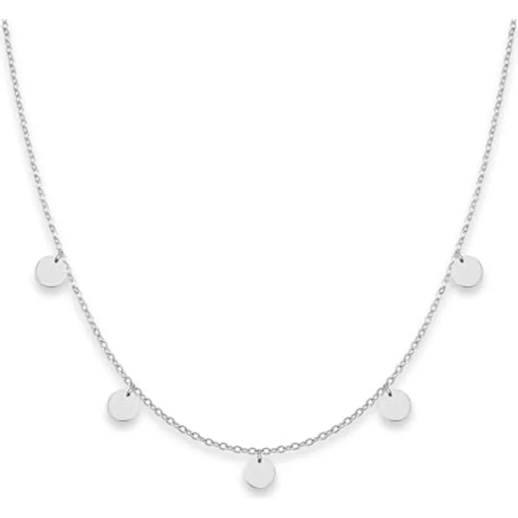 GD GOOD.designs Kette mit Plättchen, 5 Coin Halskette in 18K Gold, Wasserfest und verstellbar, Damen Schmuck aus Edelstahl