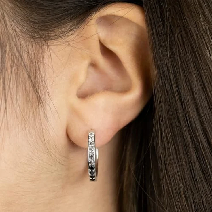 Engelsrufer Damen Shade Creolen, Sterling Silber mit 26 Zirkonia Steinen in Weiß bis Schwarz, 21 mm, Clipverschluss, nickelfrei – Bild 2