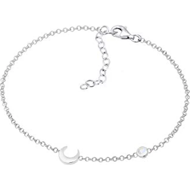 Elli Armband Damen Halbmond Stern Filigran mit Mondstein, 925 Sterling Silber vergoldet – Bild 2