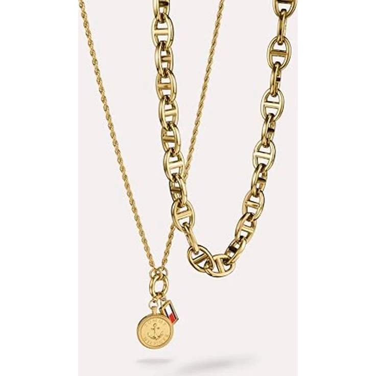 Tommy Hilfiger Jewelry Damen Gliederhalskette aus Edelstahl mit Gelbgold-Beschichtung, 406 mm + Verlängerung, nautisch inspiriert mit Emaille-Details, Karabinerverschluss - 2781016 – Bild 2