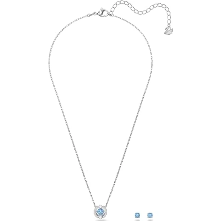 Swarovski Ketten-Set 5480485, Rhodiniertes Ensemble mit hellblauem Kristall und Ohrsteckern, Kollektion Sparkling Dance – Bild 2