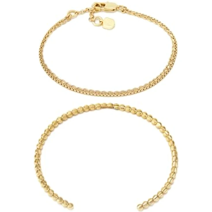 FOSSIL Damen Messing Multi Style Armband Set, goldfarbenes Metall mit Karabinerverschluss, Länge 16.5 cm + 2.5 cm und 17.5 cm – Bild 1