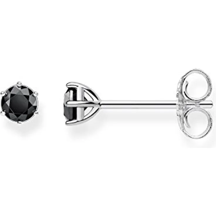 Thomas Sabo Ohrstecker H1964-051-11, 925 Silber mit schwarzem Zirkonia-Besatz, kompakte Maße 0,4 cm