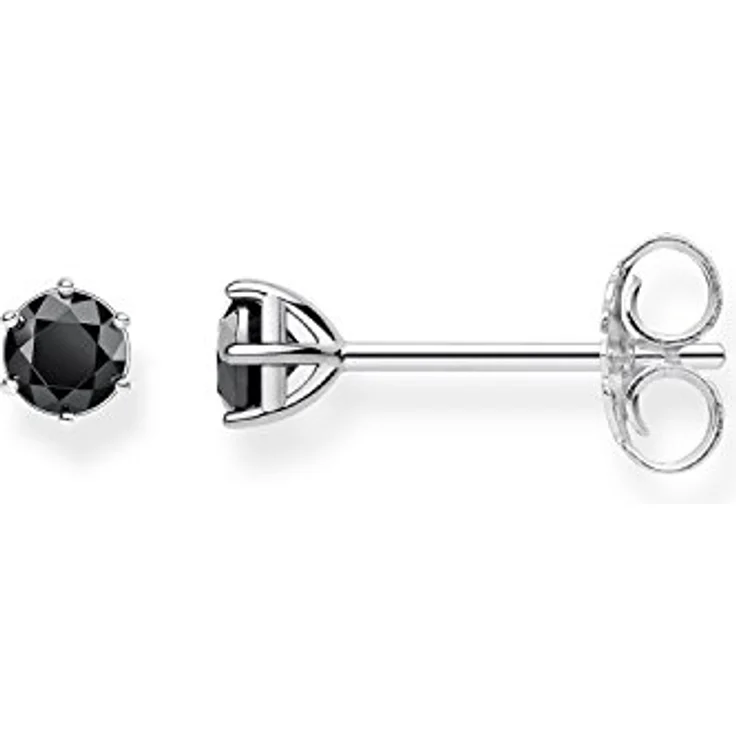 Thomas Sabo Ohrstecker H1964-051-11, 925 Silber mit schwarzem Zirkonia-Besatz, kompakte Maße 0,4 cm – Bild 1