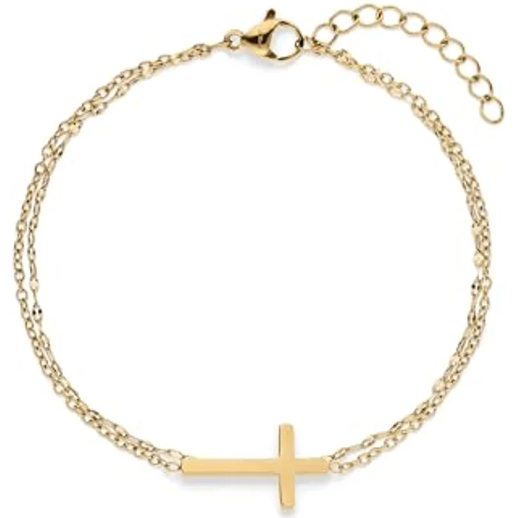 s.Oliver Bracelet - Elegantes goldfarbenes Armband aus poliertem Edelstahl - Ankerkette verstellbar bis 21 cm, wasserfest & hautfreundlich – Bild 1