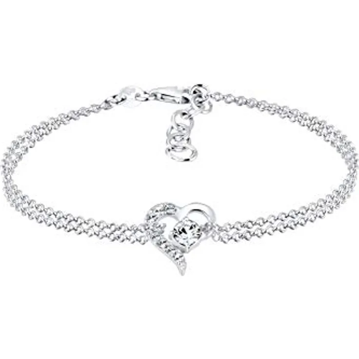 Elli Herzarmband Damen mit Kristallen, 925 Sterling Silber, anlaufgeschützt, handgefertigt