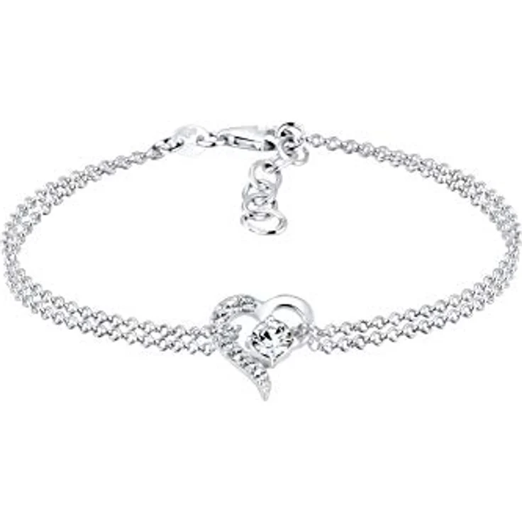 Elli Herzarmband Damen mit Kristallen, 925 Sterling Silber, anlaufgeschützt, handgefertigt – Bild 1
