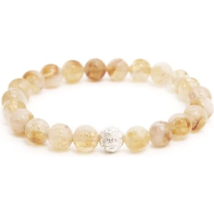 BERGERLIN Citrin Armband - Perlenarmband aus echtem Naturstein mit 925 Sterling Silberperle, in verschiedenen Größen (XS-S und M-L) erhältlich, Handmade, Unisex – Bild 1