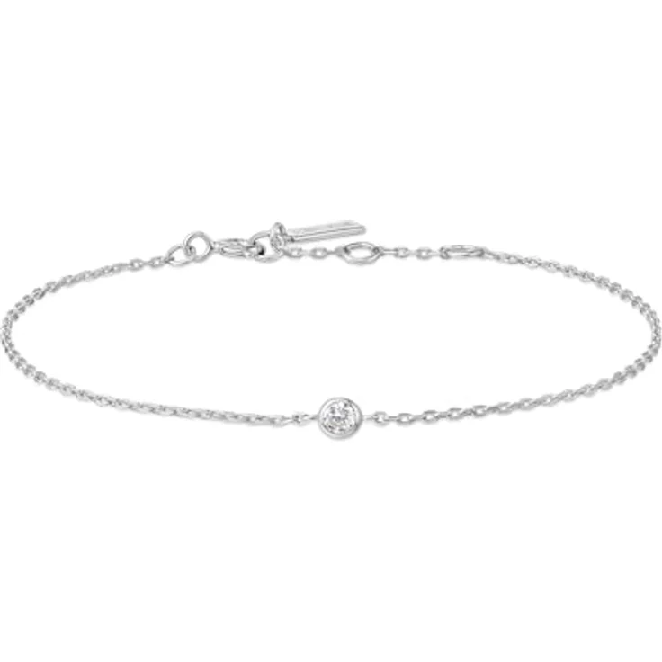 ANIA HAIE VOGUE MAVEN Sparkle Bezel Damen Armband aus 925 Sterling Silber, Zirkonia, verstellbare Länge 16,5 cm + 2 cm Verlängerung, inkl. Geschenkverpackung – Bild 1