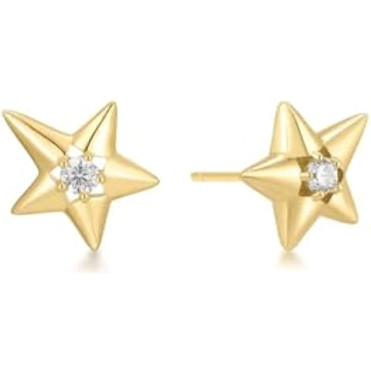 ANIA HAIE MELODIC POET Sparkling Star Damen Ohrhänger, 925 Sterling Silber 14k vergoldet, tropfenförmig mit 6 Zirkonia, 26mm, inkl. Geschenkverpackung – Bild 2